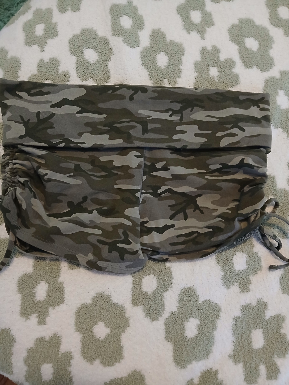 PINK Victoria's Secret Green Camo Foldover Waist Shorts